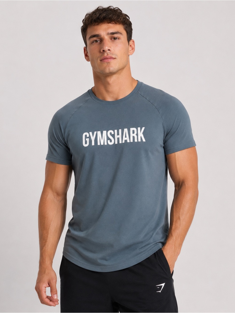 Gymshark Essential Logo Training Tee Blue Gray Short Sleeve Men’s Small
